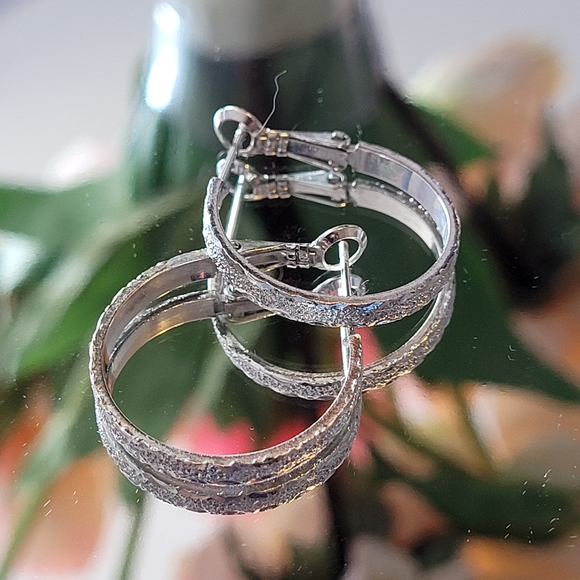 Silver Fashion Hoop Earrings - Picture 2 of 2